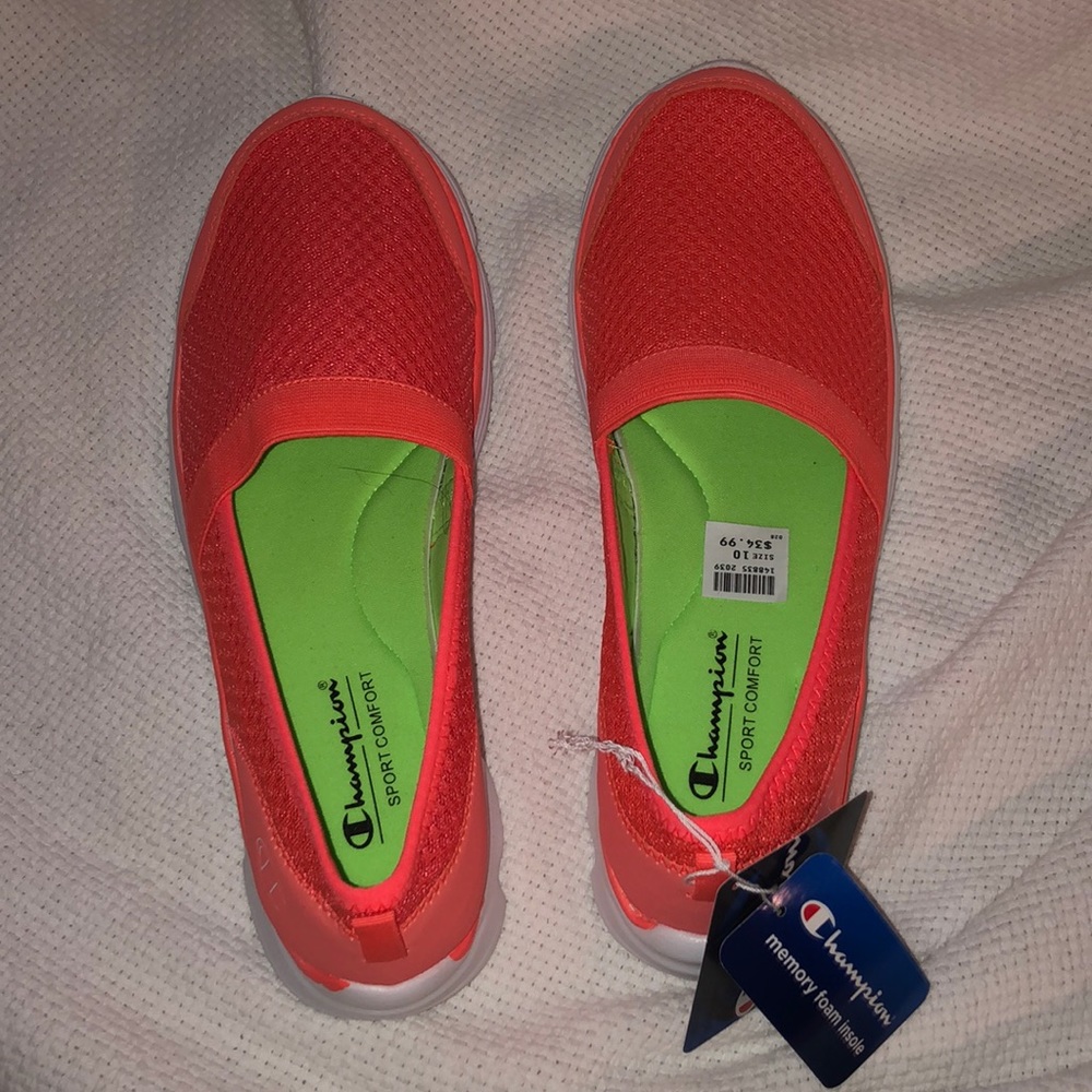 NWT Champion neon orange slip-on sneakers
